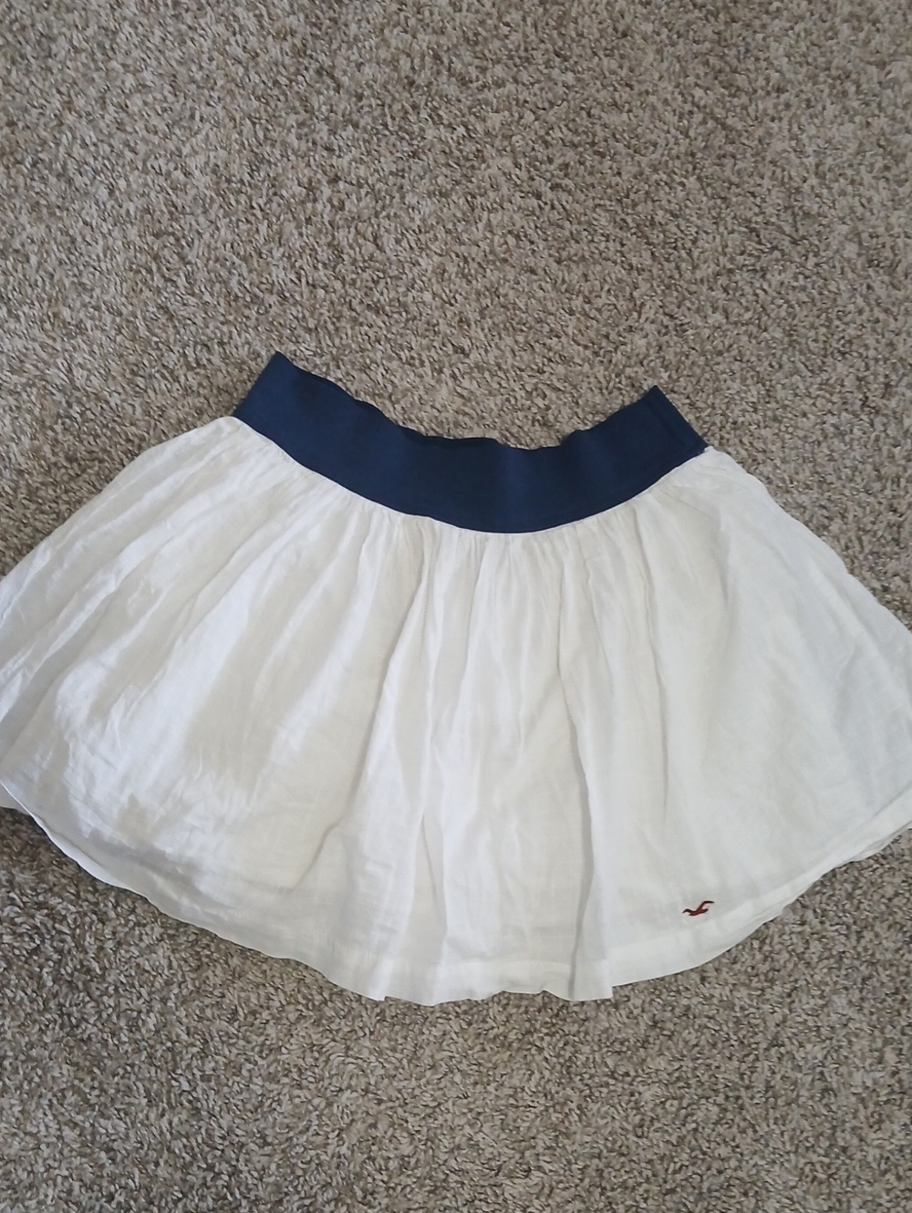 Hollister White Skater Skirt with Navy Waistband